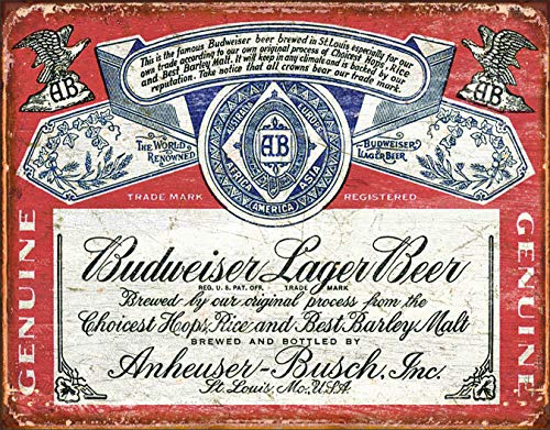 Desperate Enterprises Budweiser Historic Label Blechschild - Nostalgisches Vintage Metall Wanddekoration - Made in USA von Desperate Enterprises