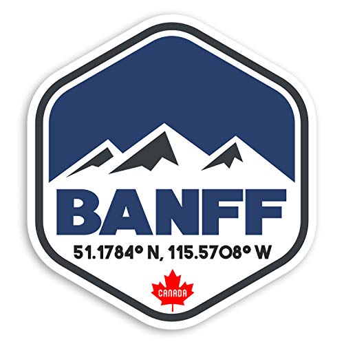 2 x 10 cm Banff Canada Vinyl-Aufkleber Ski Snowboard Reise Gepäck Aufkleber #31221 (10 cm hoch) von Destination Vinyl Ltd