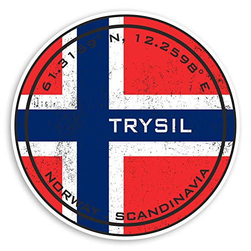 2 x 10 cm Trysil Vinyl-Aufkleber – Norwegen-Flagge Aufkleber Laptop Gepäck #20217 (10 cm breit) von Destination Vinyl Ltd