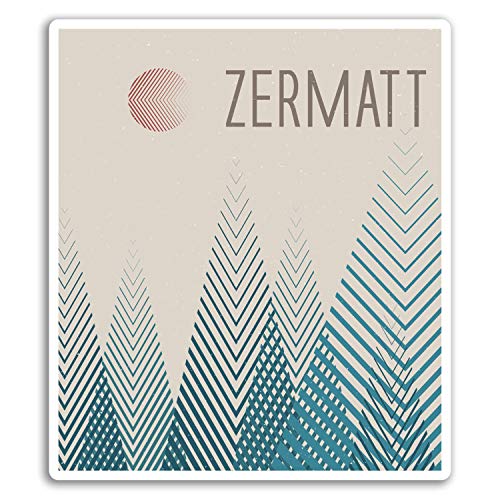 2 x 10 cm Zermatt Schweiz Vinyl-Aufkleber – Ski-Aufkleber Laptop Gepäck #18926 (10 cm hoch) von Destination Vinyl Ltd