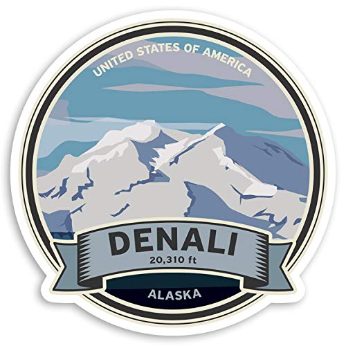 Vinyl-Aufkleber, Motiv: Denali Mountain Alaska, 10 cm, 2 Stück – Amerika USA Aufkleber #34490 (10 cm breit) von Destination Vinyl Ltd