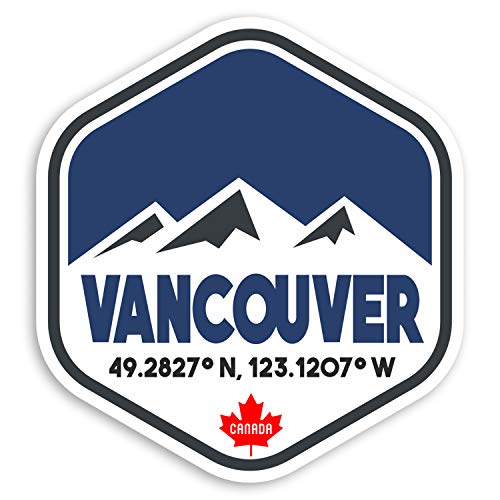 Vinyl-Aufkleber, Motiv: Vancouver Kanada, Ski, Snowboard, Gepäck, 10 cm, 2 Stück von Destination Vinyl Ltd