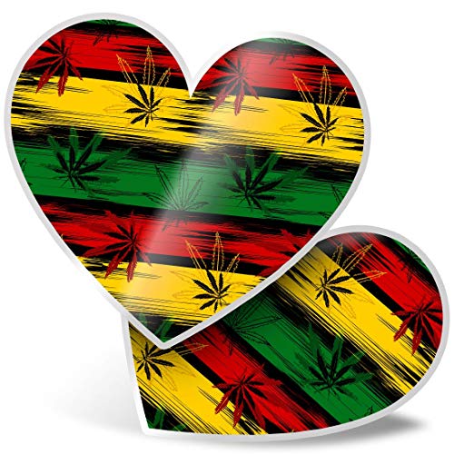 2 x Herz Aufkleber 7,5 cm - Jamaika Flagge Cannabis Muster 16551 von Destination Vinyl Ltd