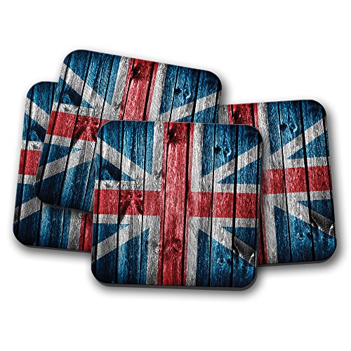 4 Set – WunderSchönen Holz Effekt Kork, die Getränke Untersetzer – Union Jack Flagge UK # 8312 von DestinationVinyl