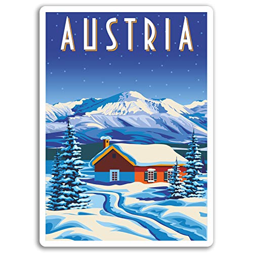 DestinationVinyl 2 x 10cm Österreich Log Cabin Vinyl-Aufkleber - Ski-Aufkleber Laptop Gepäck # 17114 (10 cm groß) von DestinationVinyl