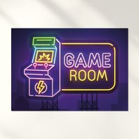 1 X Neon-Game-Room-Schild-Poster - Retro-Arcade-Gamer-Gaming-Jungen-Teenager-Mancave-Männer-Grafik-Wandfotodruck A4 | A3 A2 #14767 von DestinationVinylLtd