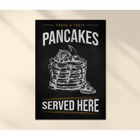 1 X Pancakes Poster - Food Restaurant Café Leckereien Desserts Servieren Hier Grafik Kunst Geschäft Laden Schild Foto-Druck Jungen Mädchen A4 von DestinationVinylLtd