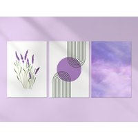 3 X Lila Poster - Bogen Abstrakte Lavendel Trio Drucke Portrait Kunstwerk Kunst Feature Foto Dekoration Wanddeko | A4 A3 Geschenk von DestinationVinylLtd