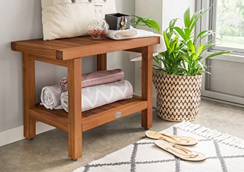 Destiny Badhocker SPA & Living Saunabank mit Ablagefach 60x35x45 cm Teak von Destiny