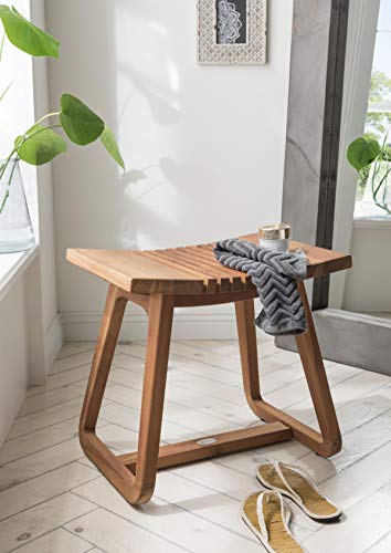 Destiny Badhocker SPA & Living geschwungene Riffeloptik 48x35x44 cm Teak von Destiny