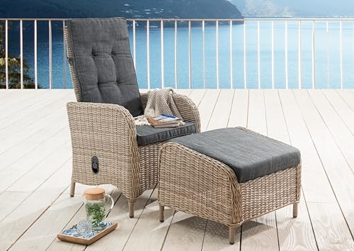 Destiny Balkonset Palma CASA Hochlehner + Fußhocker, Natur meliert von Destiny