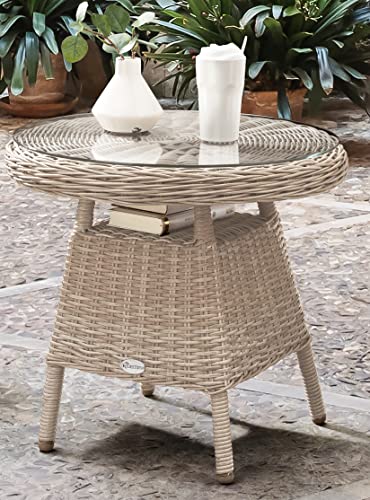 Destiny Beistelltisch Malaga Ø60x55cm, Polyrattan, Vintage weiß von Destiny