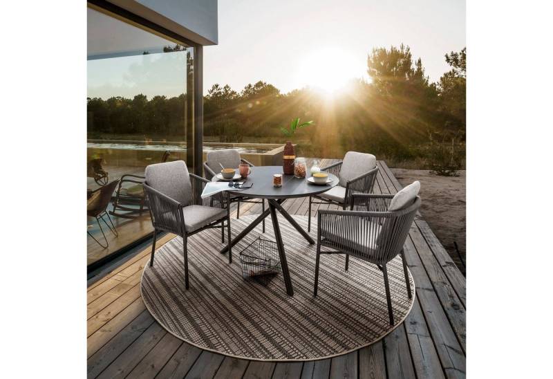 Destiny Garten-Essgruppe LUCCA BARLETTA, (10-tlg., 4x Sessel, 1x Tisch, inkl. Auflagen), Aluminium, HPL, Olefin-Rope von Destiny
