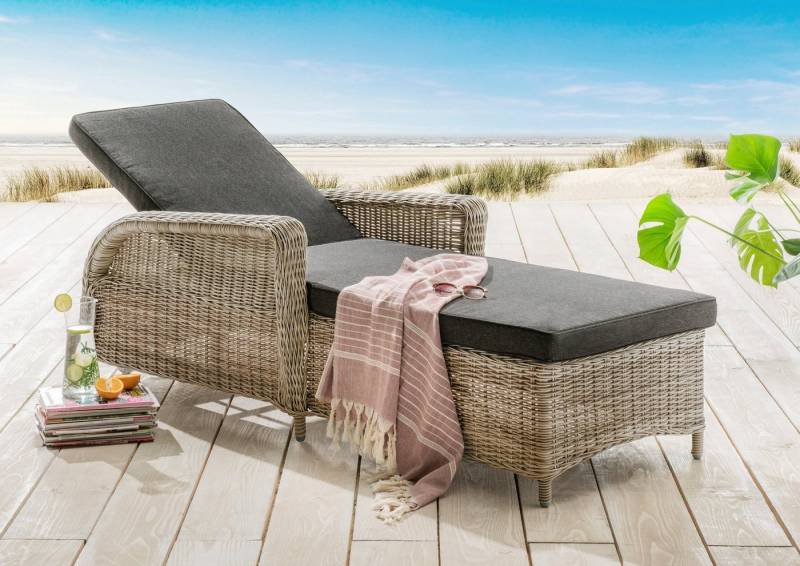 Destiny Gartenliege CASA, Aluminium, Polyrattan, m. Rollen und Auflage, 202x83x58cm, verstellbar von Destiny