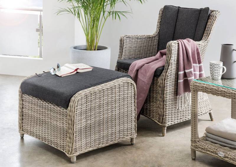 Destiny Gartenlounge-Set LUNA CASA, (4-tlg), Polyrattan, Sessel mit Fußhocker, inkl. Auflagen von Destiny