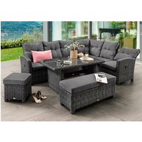 Destiny Gartenlounge-Set "SANTA PONSA DE LUXE", (20 tlg.), Ecklounge, 1 Tisch 140x80x66 cm, 1 Bank, 1 Hocker, inkl. Auflagen von Destiny