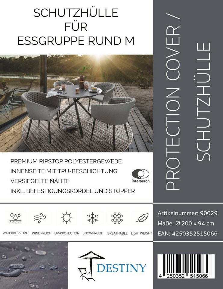 Destiny Gartenmöbel-Schutzhülle, Ripstop-Polyestergewebe Ø:200xH:94cm, inkl. Aufbewahrungstasche Destiny Gartenmöbel-Schutzhülle, Ripstop-Polyestergewebe Ø:200xH:94cm, inkl. Aufbewahrungstasche von Destiny