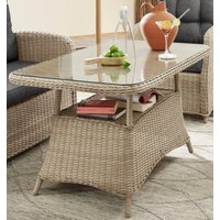 Destiny Gartentisch "MERANO", Polyrattan, 120x77x66cm, mit aufgelegter Glasplatte von Destiny