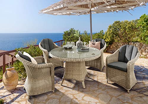 Destiny Sitzgruppe Malaga Luna 4X Sessel + Tisch Ø120x75cm, Natur meliert Destiny Sitzgruppe Malaga Luna 4X Sessel + Tisch Ø120x75cm, Natur meliert von Destiny