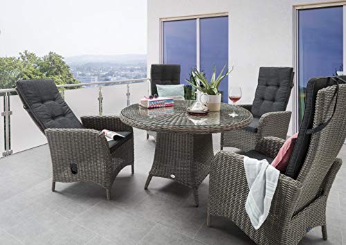 Destiny Sitzgruppe Palma Luna 4X Hochlehner + Tisch Ø120x75cm, Vintage grau von Destiny