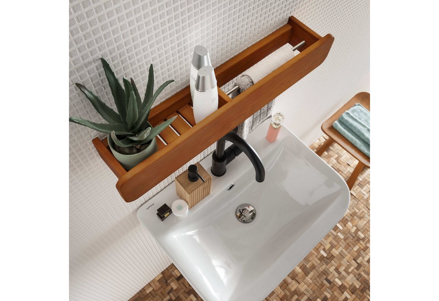 Destiny Wandboard SPA & LIVING, Ausführung nach Wahl, 64 x 13 x 10 cm, Teak von Destiny