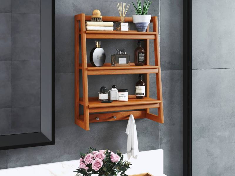 Destiny Wandregal SPA & LIVING, Wandregal, 3 Ablagefächer, 51x22 x 22 x 66 cm Teak von Destiny