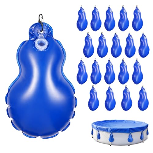 20 Stück Poolabdeckungsgewichte über dem Boden mit Haken, auslaufsichere Schwimmbadabdeckung Hängetasche Heavy Duty Dicke PVC Pool Tarp Gewichte, Frostschutz-Winterwasserbeutel für Poolabdeckung von Desunqin