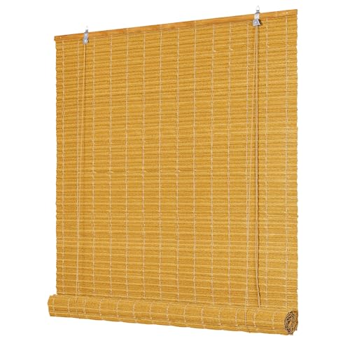 Deswell PE-Bambusoptik-Rollo Wetterfest B60 x H220 cm Natur, Outdoor-Rollo für Fenster & Tür mit Seitenzug, Sonnen- & Sichtschutz mit UV-Schutz, für Innen- und Außenbereich Fensterrollo von Deswell