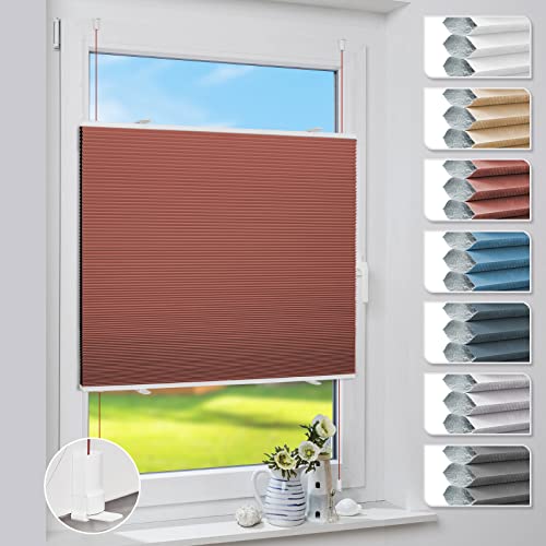 Deswell Plissee Verdunklung Klemmfix Wabenplissee Weinrot 40x120cm Thermoplissee ohne Bohren für Fenster & Tür, Sonnen-, Sicht- & Schallschutz Wärmeisolierung von Deswell