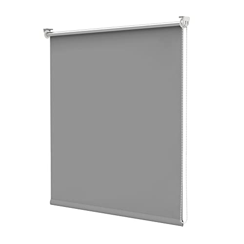 Deswell Verdunkelungsrollo Klemmfix ohne Bohren B80cm x H210cm Hellgrau Thermorollo lichtundurchlässig, Klemmrollo Sichtschutz Sonnenschutz für Fenster und Türen von Deswell