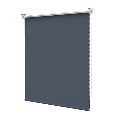 Deswell Verdunkelungsrollo Klemmfix ohne Bohren & mit Bohren Dunkelblau B50 x H140 cm(Stoffbreite 45cm) Thermorollo Sichtschutz Sonnenschutz, Klemmrollo Wandmontage Seitenzugrollo für Fenster von Deswell