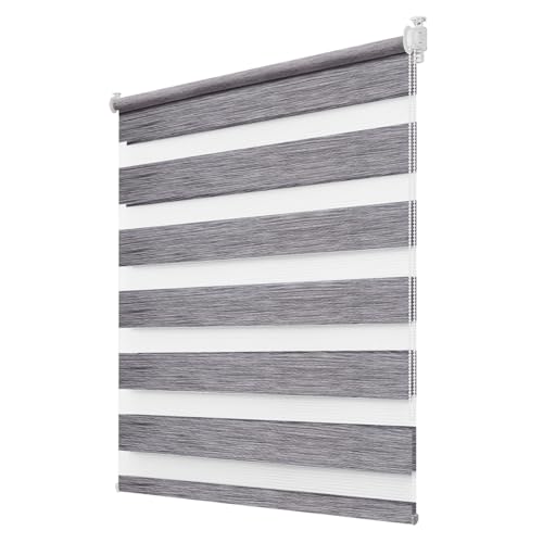 Doppelrollo klemmfix Duo Rollo ohne Bohren,Rollos für Fenster und Tür,lichtdurchlässig und verdunkelnd 50 x 150 cm(BxH) Marmor Grau von Deswell