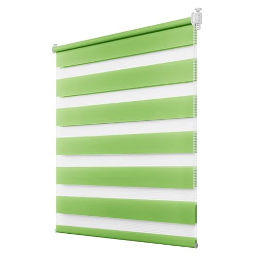 Deswell Doppelrollo Klemmfix ohne Bohren Grün B80 x H120 cm (Stoffbreite 76cm) Rollos für Fenster ohne Bohren für Fenster mit Lichtdurchlässig & Verdunkelnd/Höhe Stufenlos Verstellbar von Deswell