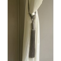 Extra Groß Grau Silber Vorhang Raffhalter|Silk Touch Hochwertige Vorhänge Halter|Voiles Raffhalter Ecru-Beige Active von DetailsTrimmings