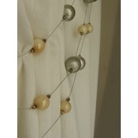 Silber-Ecru Metallic Kugeln & Perlen Vorhänge Dreifach Embrasse Raffhalter | 1 Meter Länge Quaste Und Metallvorhänge von DetailsTrimmings