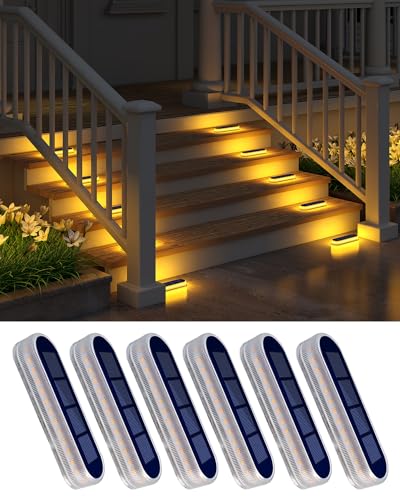 DetarZinLED Solar Bodenleuchten, 6stk Solarlampen für Außen, LED Solarlampen Gartene Wegeleuchten mit Auto ON/OFF Lichtsensor für Treppen, Zäune, Gärten, Innenhöfe, Auffahrt,Deck von DetarZinLED