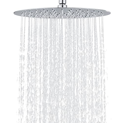 DETBOM Duschkopf Regendusche 12 Zoll/30x30cm Regenduschkopf aus Edelstahl Anti-Kalk-Düsen Kopfbrause Regenduschkopf Rund Duschbrause Wassersparend und Drehbar poliert Spiegeleffekt Hochglänzend von Detbom