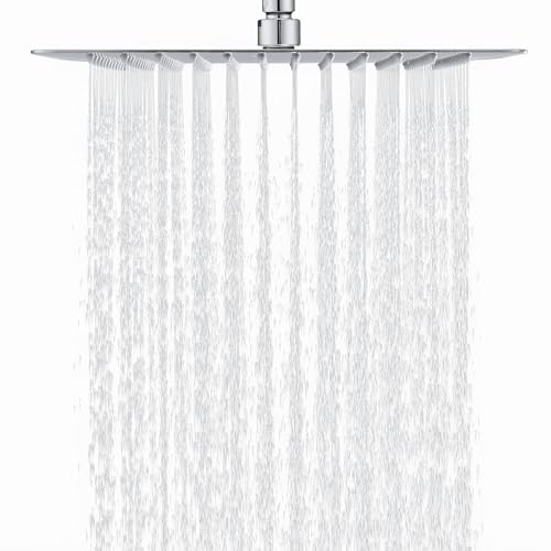 DETBOM Duschkopf Regendusche 40x40cm/16 Zoll Quadrat, 304 Edelstahl Regendusche Duschkopf Wassersparender mit 324 Silikondüsen mit Antikalk-Funktion, Regenduschkopf 360° Drehbar, Chrom von Detbom