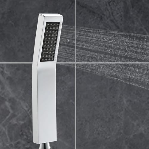 DETBOM Handbrause Dusche Edelstahl Duschkopf Shower Head Anti-kalk Wassersparend Sparduschkopf Duschbrause mit 44 Loch Hochdruck Rain-Strahl Brausekopf Dusche（Quader） von Detbom