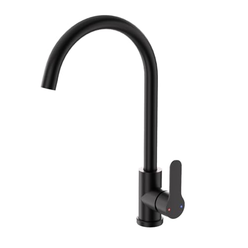 DETBOM Wasserhahn Küche Schwarz, Edelstahl Küchenarmatur 360° Drehbar, Einhand-Mischbatterie, Küche Armatur mit Auslauf Höhe 257mm-Schwarz von Detbom