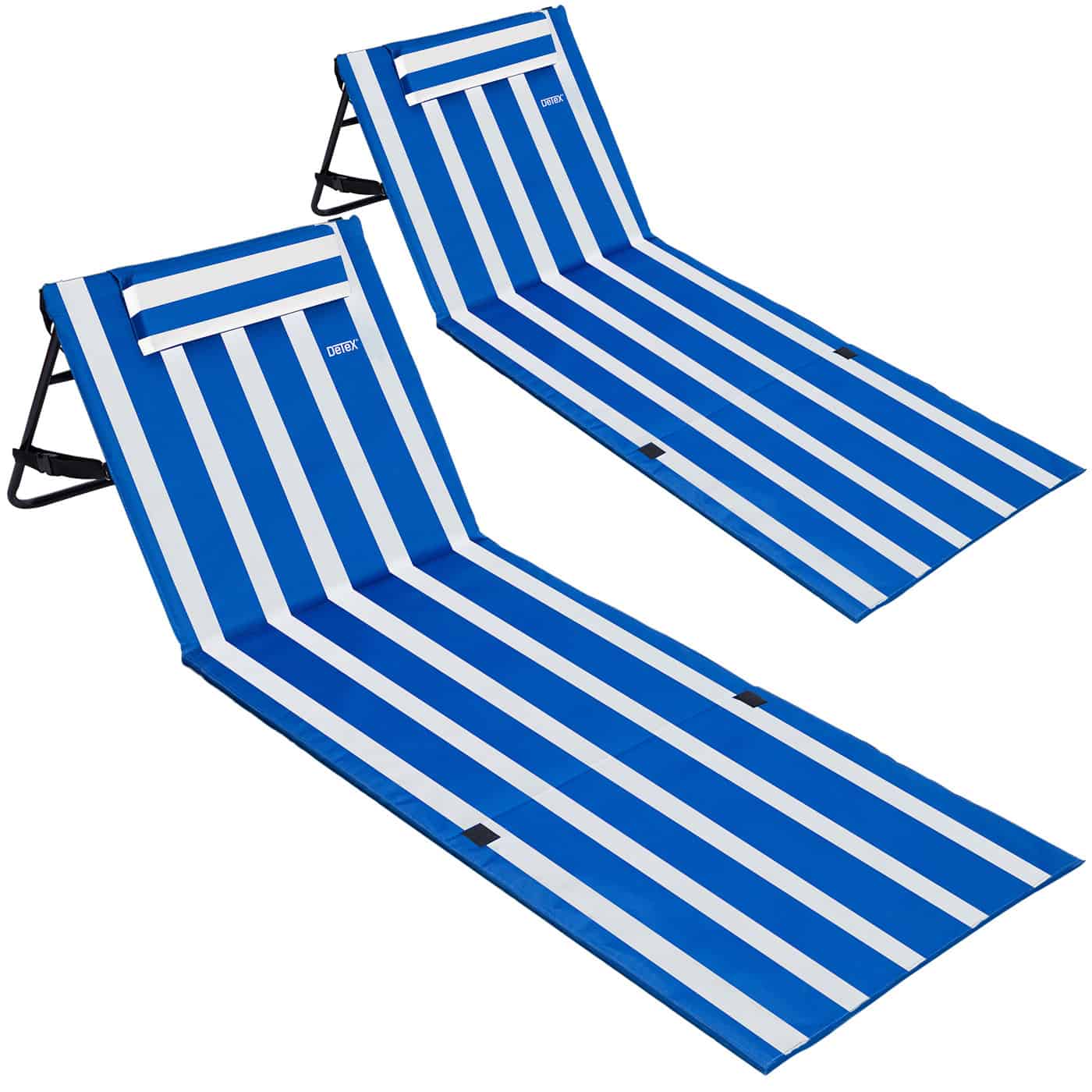 Strandmatte 2er-Set Blau/Weiß 158x56x46cm gepolstert von Detex®