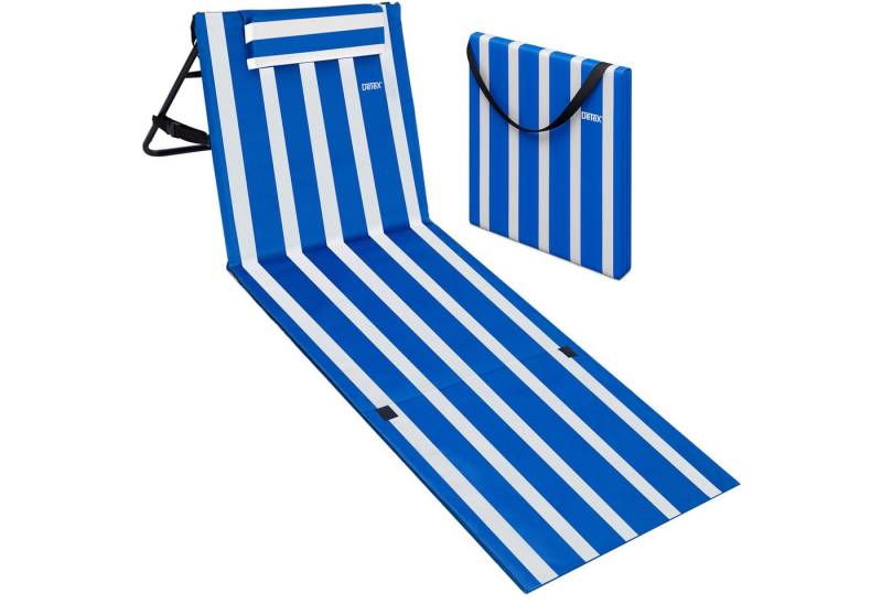 Detex Gartenliege, Rückenlehne Gepolstert Blau Weiß Tasche Kissen Garten Camping von Detex
