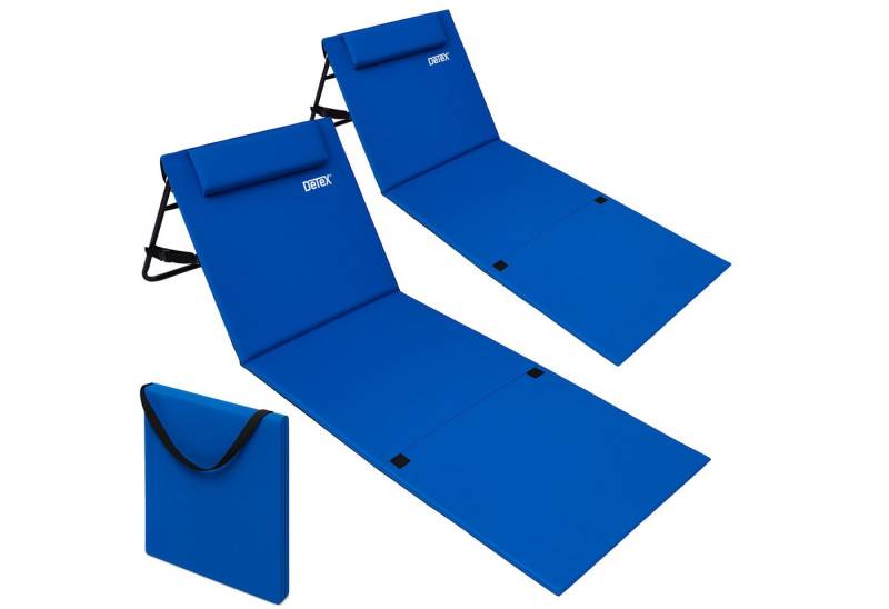 Detex Gartenliege, Rückenlehne Gepolstert Blau Reißverschluss Kissen Tragegurt Garten von Detex