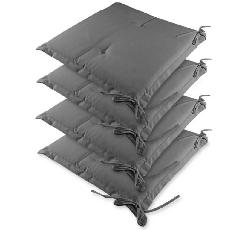 Detex Sitzauflage Sydney, 4er Set Wasserabweisend 44x40cm Stuhlkissen Sitzpolster Hellgrau von Detex