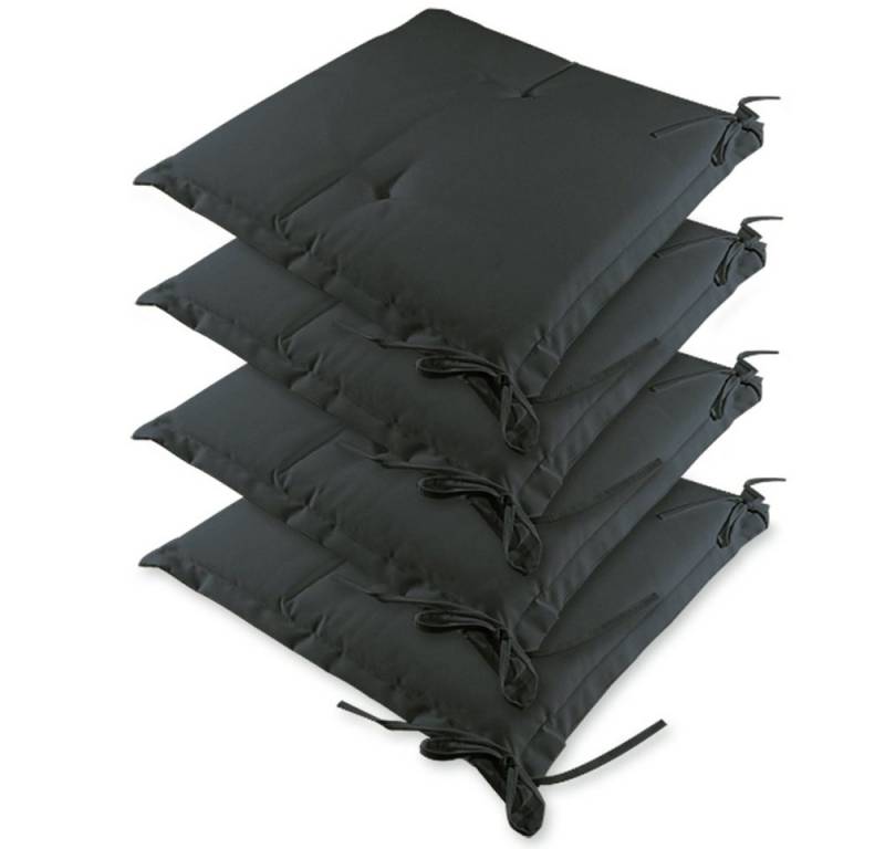Detex Sitzauflage Sydney, 4er Set Wasserabweisend 44x40cm Stuhlkissen Sitzpolster Anthrazit von Detex