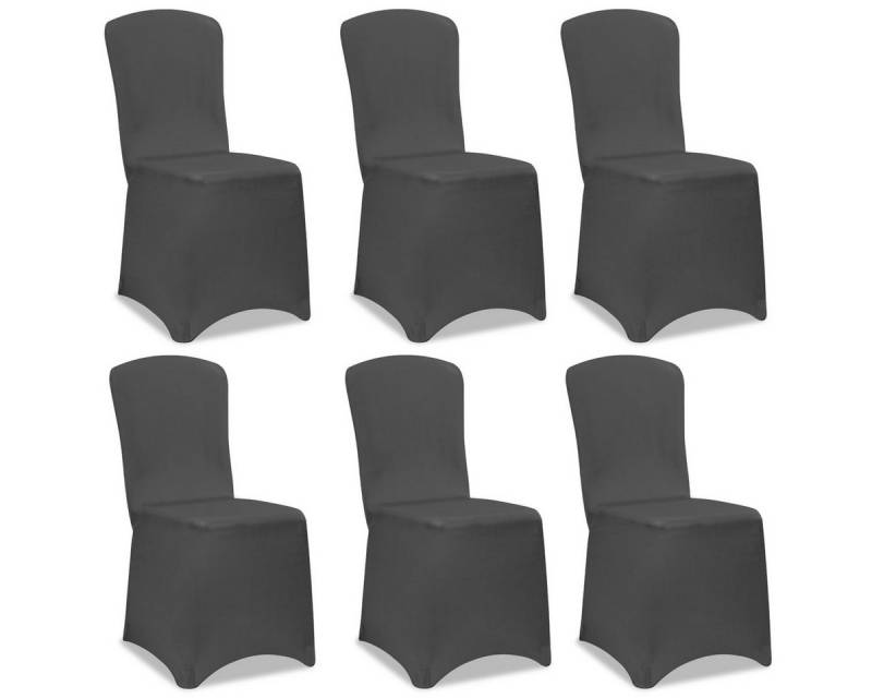 Detex Stuhlhusse, 6er Set Stretch Hussen Grau Überwurf Rückenlehne von Detex