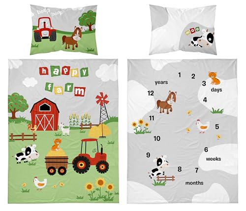 Detexpol Babybettwäsche Set Bauernhof, 100 x 135 cm Bettbezug, 40 x 60 cm Kissenbezug, 100% Baumwolle, Mehrfarbig Detexpol Babybettwäsche Set Bauernhof, 100 x 135 cm Bettbezug, 40 x 60 cm Kissenbezug, 100% Baumwolle, Mehrfarbig von Detexpol