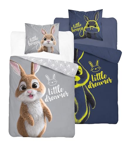 Detexpol Bettwäsche Little Dreamer Hase 140x200 Baumwolle Leuchtend von Detexpol