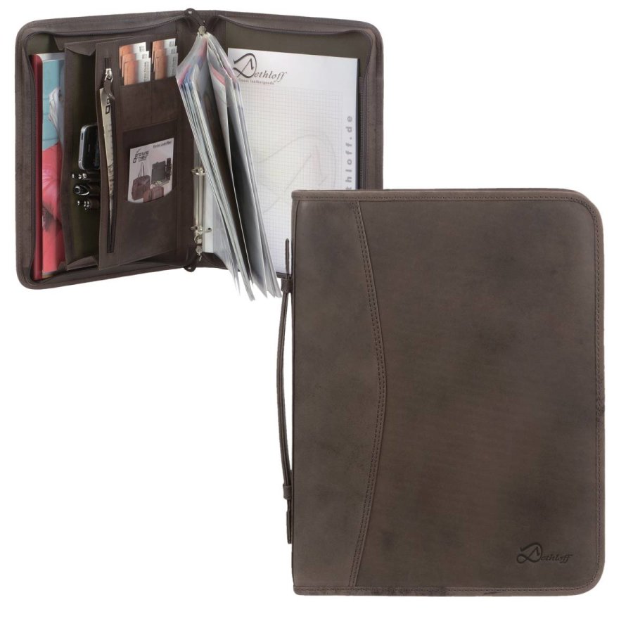 Schreibmappe Leder A4 mit Ringmechanik "Zulu" dunkelbraun Dethloff D0134222-S Schreibmappe Leder A4 mit Ringmechanik "Zulu" dunkelbraun Dethloff D0134222-S von Dethloff