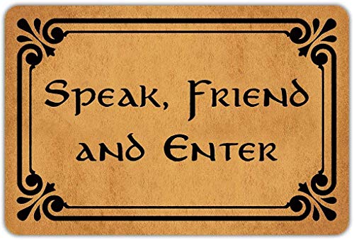 Eureya Fußmatte mit Aufschrift "Welcome Mat Speak Friend and Enter", Gummi, rutschfeste Unterseite, lustige Fußmatte für drinnen und draußen, Teppich 59 x 40 cm Eureya Fußmatte mit Aufschrift "Welcome Mat Speak Friend and Enter", Gummi, rutschfeste Unterseite, lustige Fußmatte für drinnen und draußen, Teppich 59 x 40 cm von DetonTsai